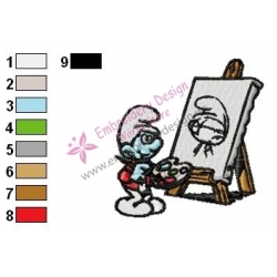 Painter Smurfs Embroidery Design